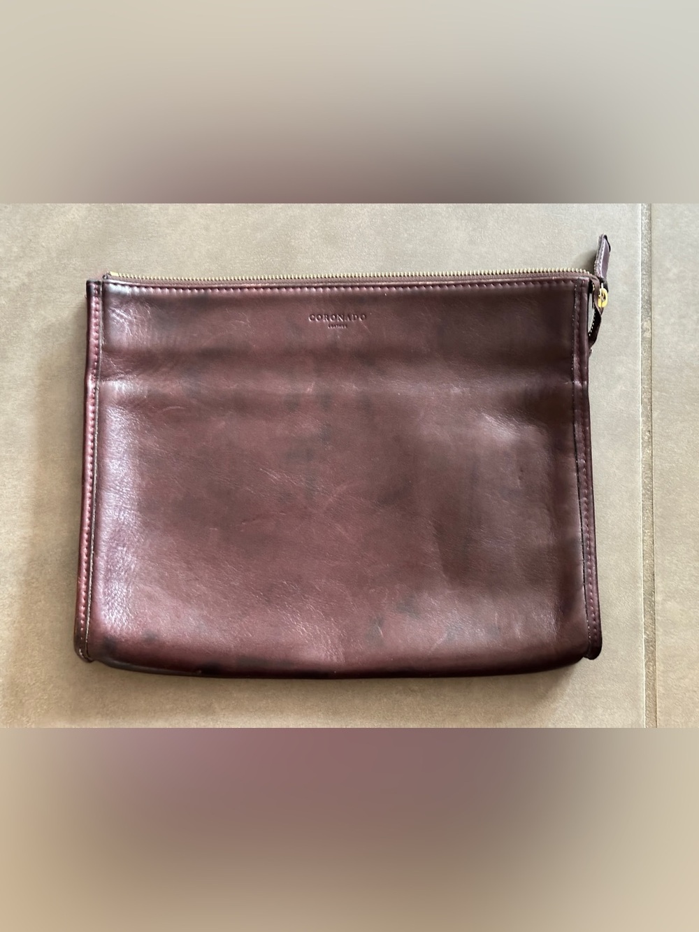 Coronado Leather No. 194 Utility Pouch Burgundy Clutch